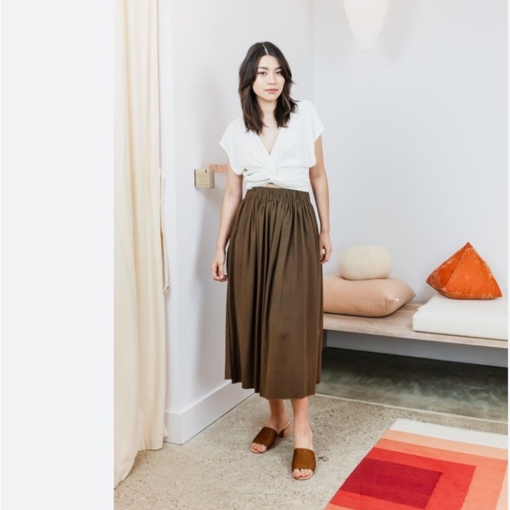 Miranda Bennet Silk Noil Palazzo pants in brown